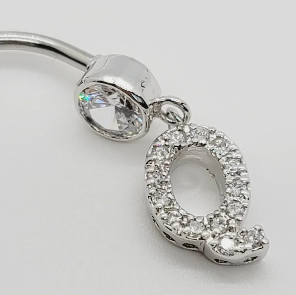 New 925 Sterling Silver Initial belly button ring 